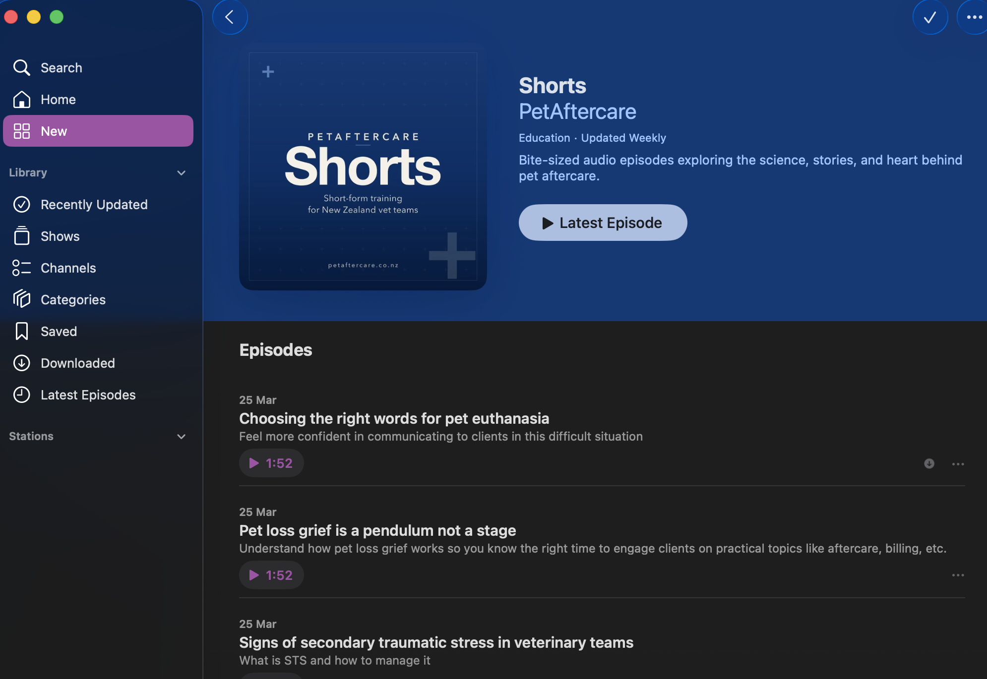 PetAftercare shorts now on Apple podcasts